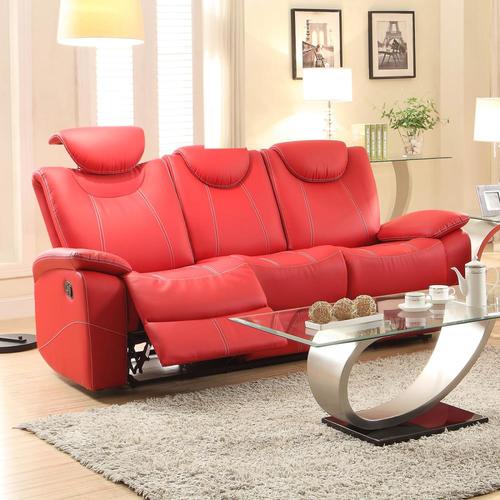 Homelegance Talbot Modern Red Faux Leather Reclining Sofa at Lowes.com