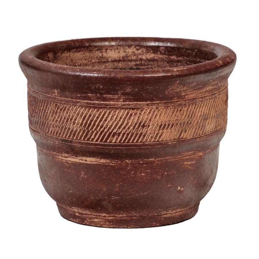12-in W x 12-in H Brown Clay Planter at Lowes.com