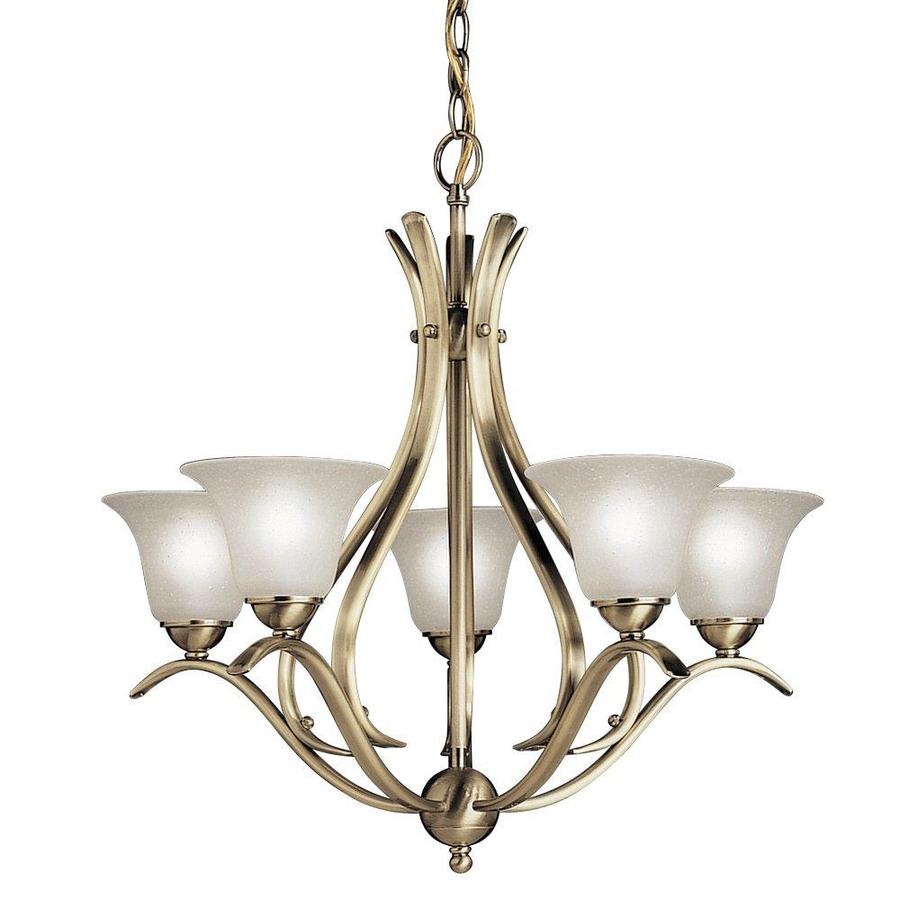 Kichler Dover 5-Light Antique Brass Transitional Etched Glass Chandelier