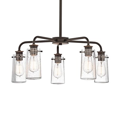 Kichler Braelyn 5 Light Olde Bronze Farmhouse Seeded Glass
