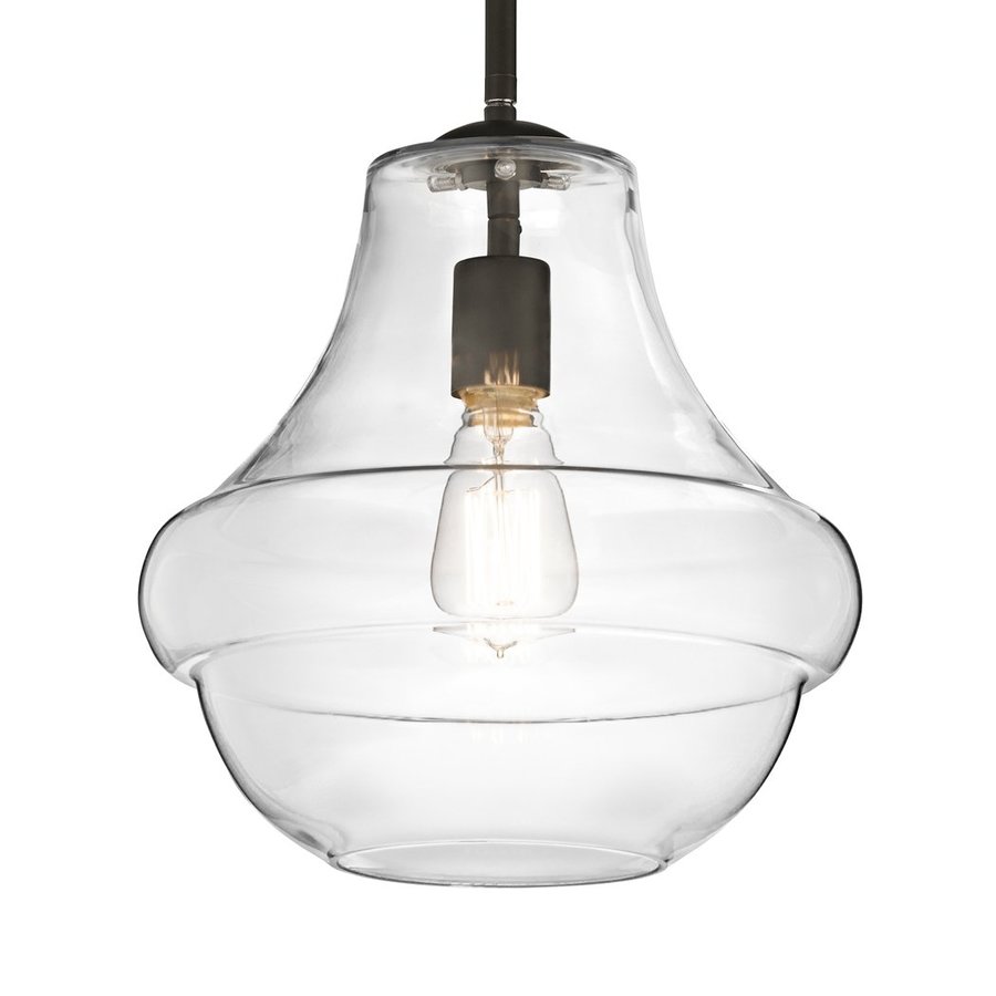 Kichler Everly 12 In Olde Bronze Vintage Hardwired Single Clear Kichler Everly 12 In Olde Bronze Vintage Hardwired Single Clear Gl Schoolhouse Pendant