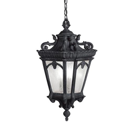 Kichler Tournai Textured Black Traditional Seeded Glass Lantern Pendant ...