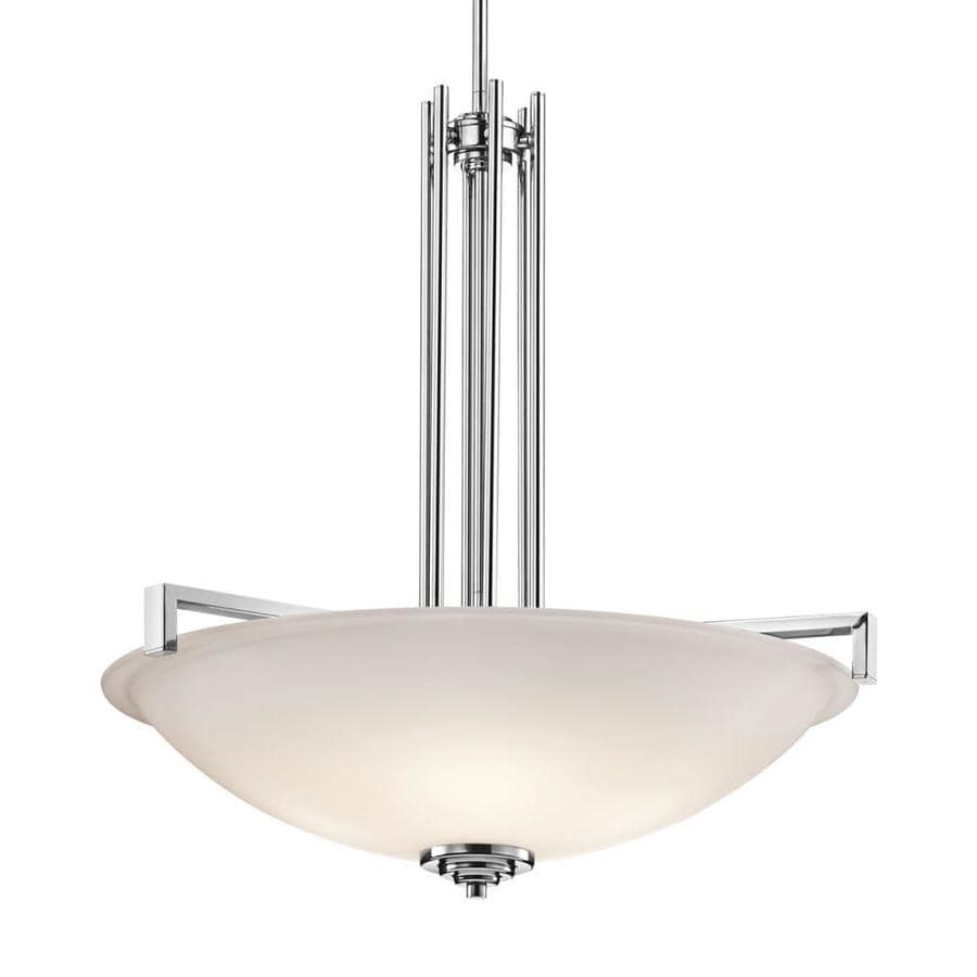 Kichler Eileen Chrome Single Modern/Contemporary Etched Glass Bowl Pendant Light at