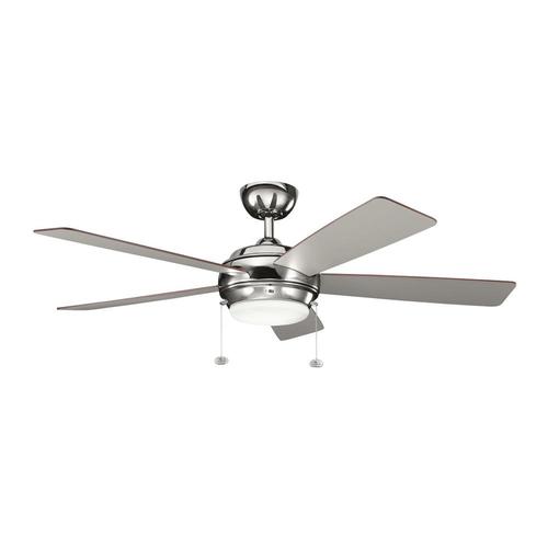 Starkk 52 In Polished Nickel Indoor Ceiling Fan With Light Kit 5 Blade