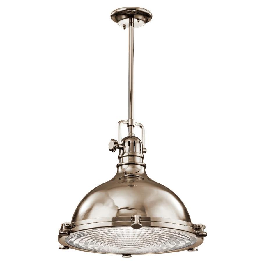 Hatteras Bay Polished Nickel Single Industrial Ribbed Glass Dome Pendant Light