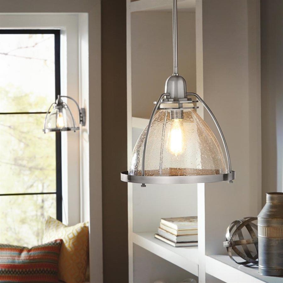 Kichler Silberne Classic Pewter Transitional Seeded Glass Bell Pendant ...