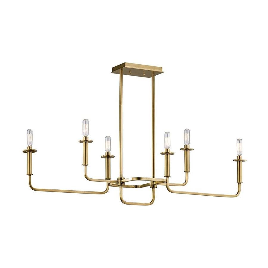 Kichler Alden 6 Light Natural Brass Transitional Linear Chandelier Kichler Alden 6 Light Natural Brass Transitional Linear Chandelier