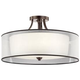 Kichler Lacey 28-in W Mission Bronze Etched Glass Semi-Flush Mount Light