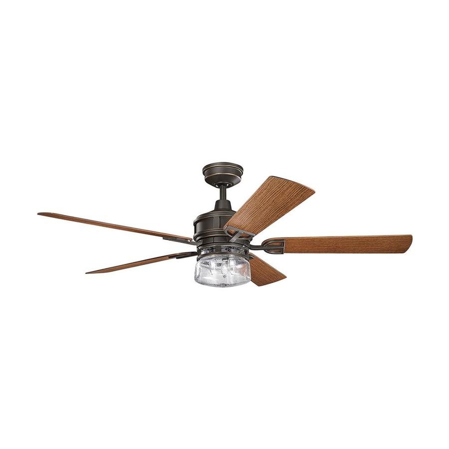 Kichler Lyndon 60 In Antique Bronze Indoor Outdoor Ceiling Fan With Light Kit And Remote 5 Blade In The Ceiling Fans Department At Lowes Com