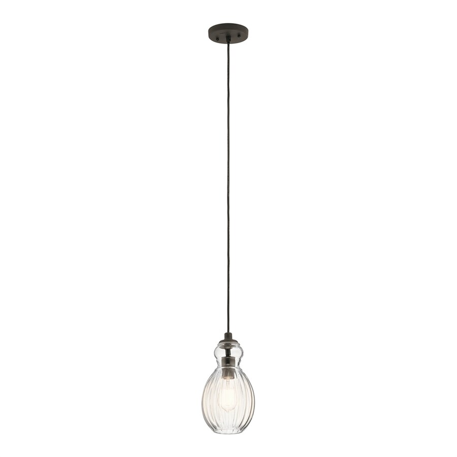 Kichler Riviera Olde Bronze Mini Transitional Ribbed Glass Teardrop Kichler Riviera Olde Bronze Mini Transitional Ribbed Glass Teardrop Pendant Light