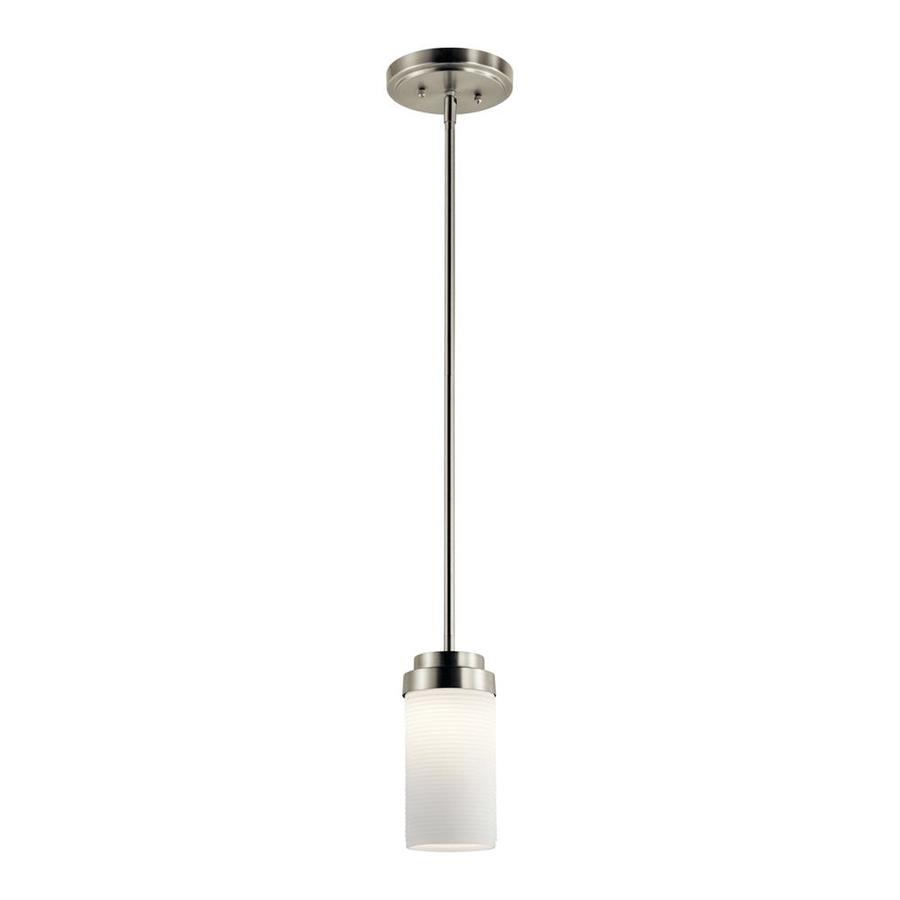 Kichler Brushed Nickel Pendant Light Modern/Contemporary Ribbed Glass Cylinder Integrated LED Pendant Light