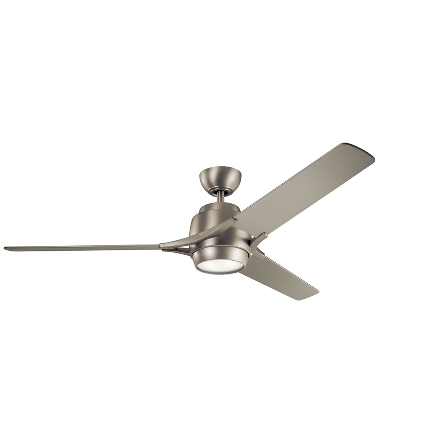 Zeus 60 In Brushed Nickel Led Indoor Ceiling Fan With Light Kit 3 Blade
