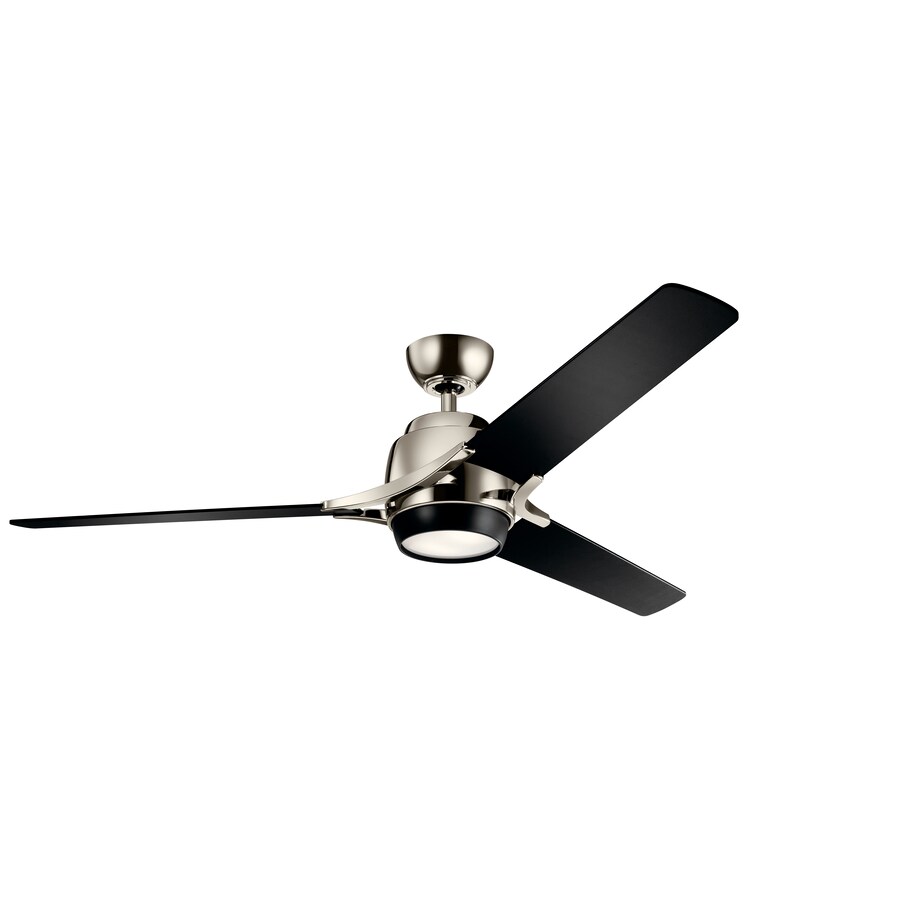 Zeus 60 In Polished Nickel Led Indoor Ceiling Fan With Light Kit 3 Blade