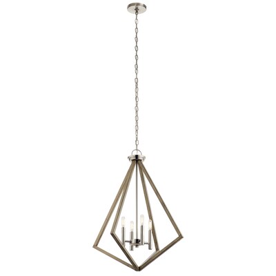 Kichler Deryn 4-Light Distressed Antique Gray Farmhouse Cage Chandelier Kichler Deryn 4-Light Distressed Antique Gray Farmhouse Cage Chandelier
