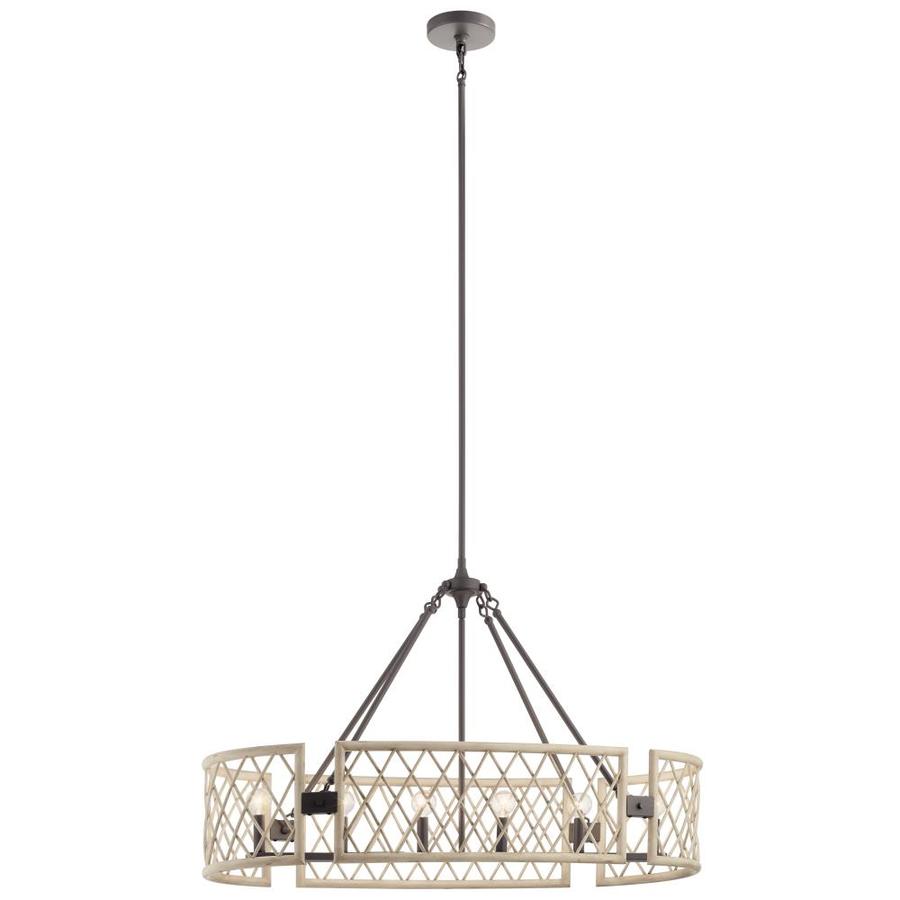 Kichler Oana 6Light White Washed Wood Farmhouse Cage Chandelier in the Chandeliers department