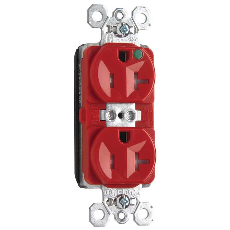 Legrand PlugTail; Red 20Amp Duplex Tamper Resistant Commercial Outlet