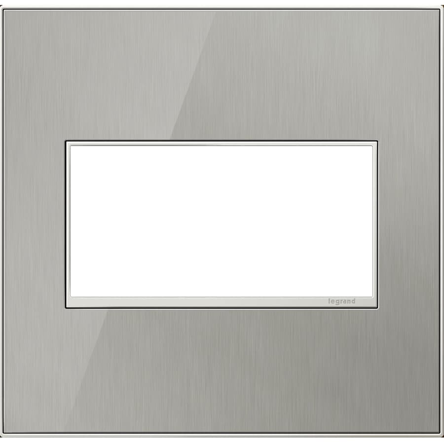 Shop Legrand adorne 2Gang Brushed Stainless Double Square Wall Plate at