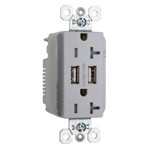 Legrand Gray 20Amp Decorator Tamper Resistant USB Outlet Commercial