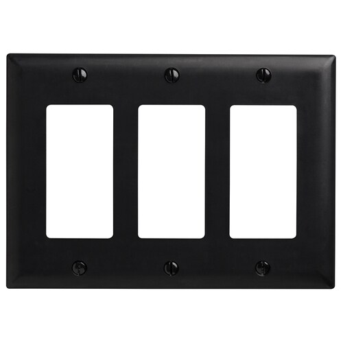 Legrand Trademaster 3Gang Black Triple Decorator Wall Plate in the