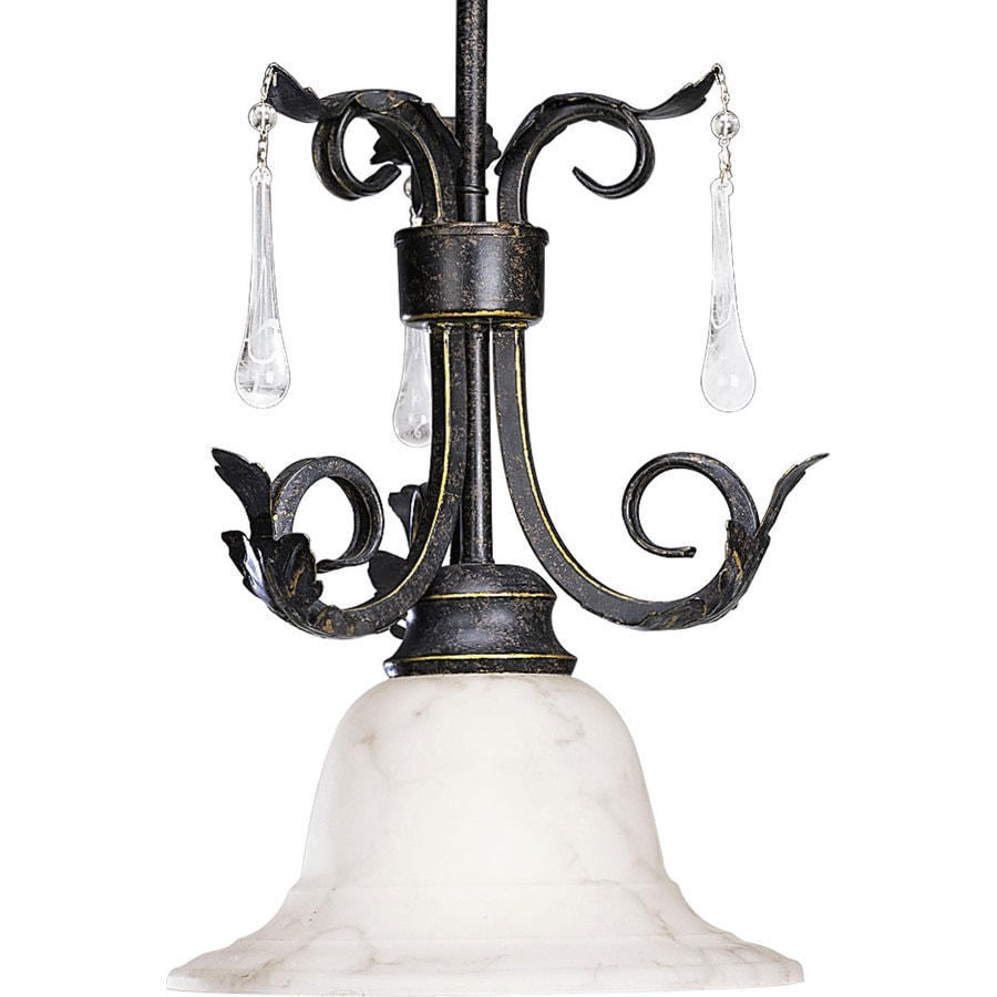 Progress Lighting P5060-84 Veranda 11.5-in W Espresso Mini Pendant Light with Tinted Glass Shade