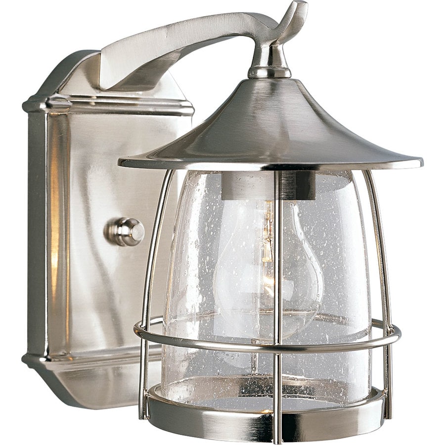 Progress Lighting Prairie 9.12-in H Brushed Nickel Medium Base (E-26) Outdoor Wall Light at ...