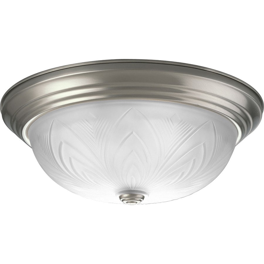 Progress Lighting Etched Glass 15in W Brushed Nickel Flush Mount Light