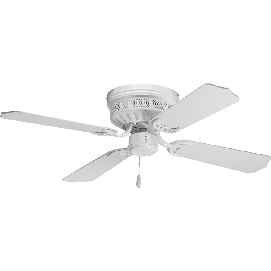 ... Hugger 42-in White Flush Mount Indoor Ceiling Fan (4-Blade) at Lowes