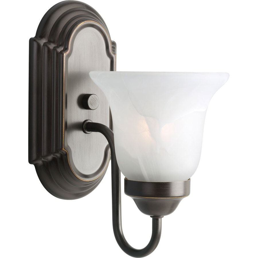 Shop Progress Lighting Alabaster Glass 1-Light 9-in Antique Bronze Bell Vanity Light at Lowes.com
