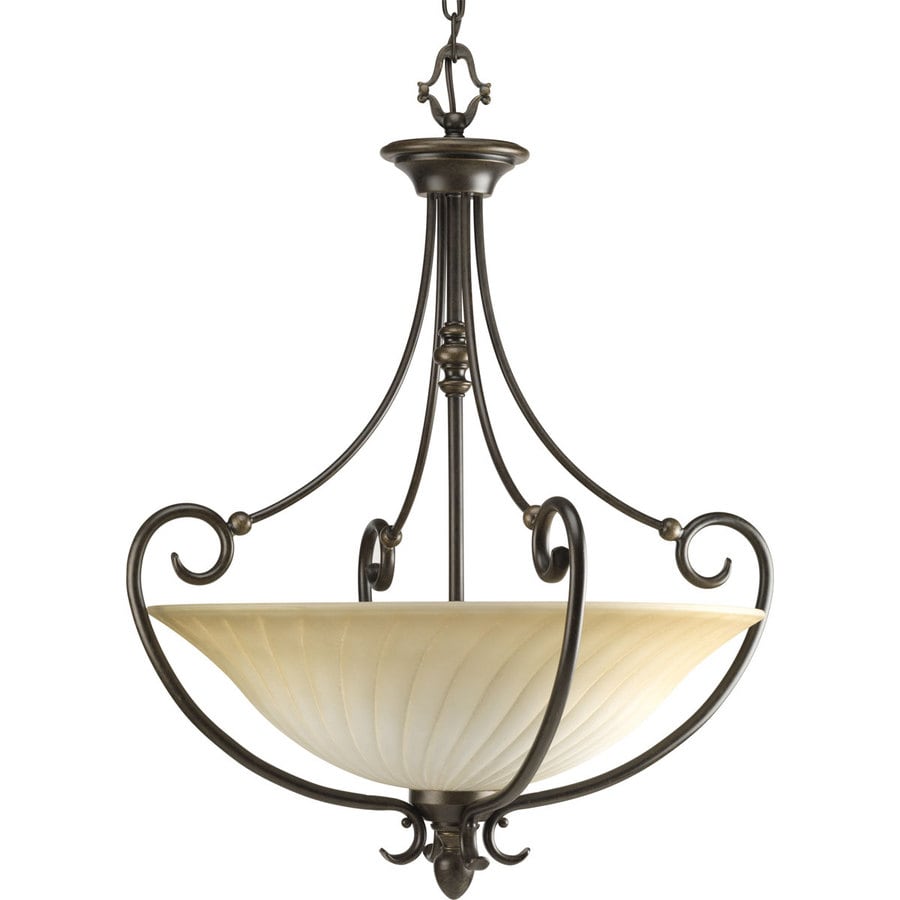 Progress Lighting Kensington 21 875 In 3 Light Forged Bronze Progress Lighting Kensington 21 875 In 3 Light Forged Bronze Tinted Glass Shaded Chandelier