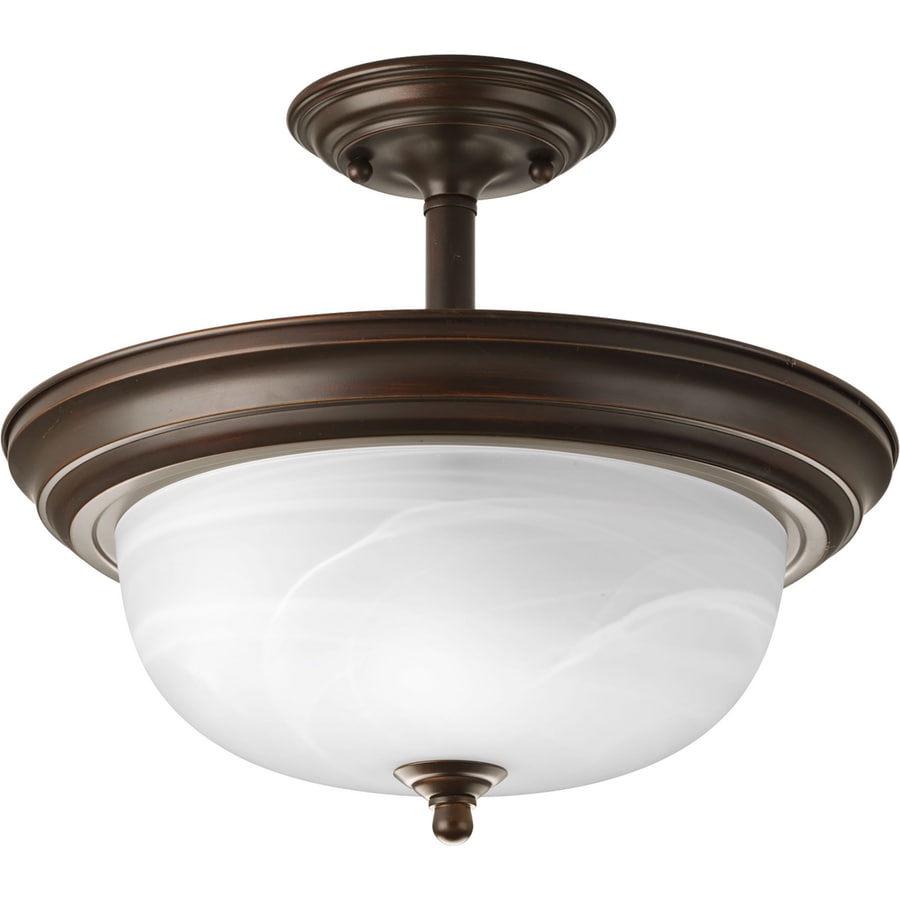 Progress Lighting 13.25-in W Antique Bronze Frosted Glass Semi-Flush Mount Light at Lowes.com