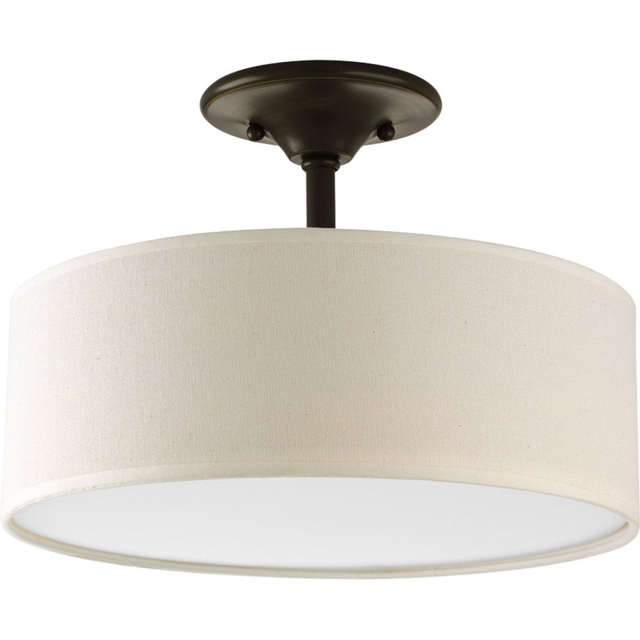 Progress Lighting Inspire 13 In W Antique Bronze Fabric Semi Flush Progress Lighting Inspire 13 In W Antique Bronze Fabric Semi Flush Mount Light