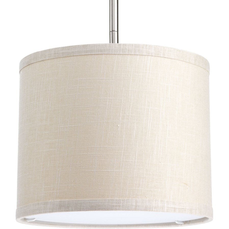 Progress Lighting Markor 8-in H 10-in W Khaki Fabric Cylinder Pendant 