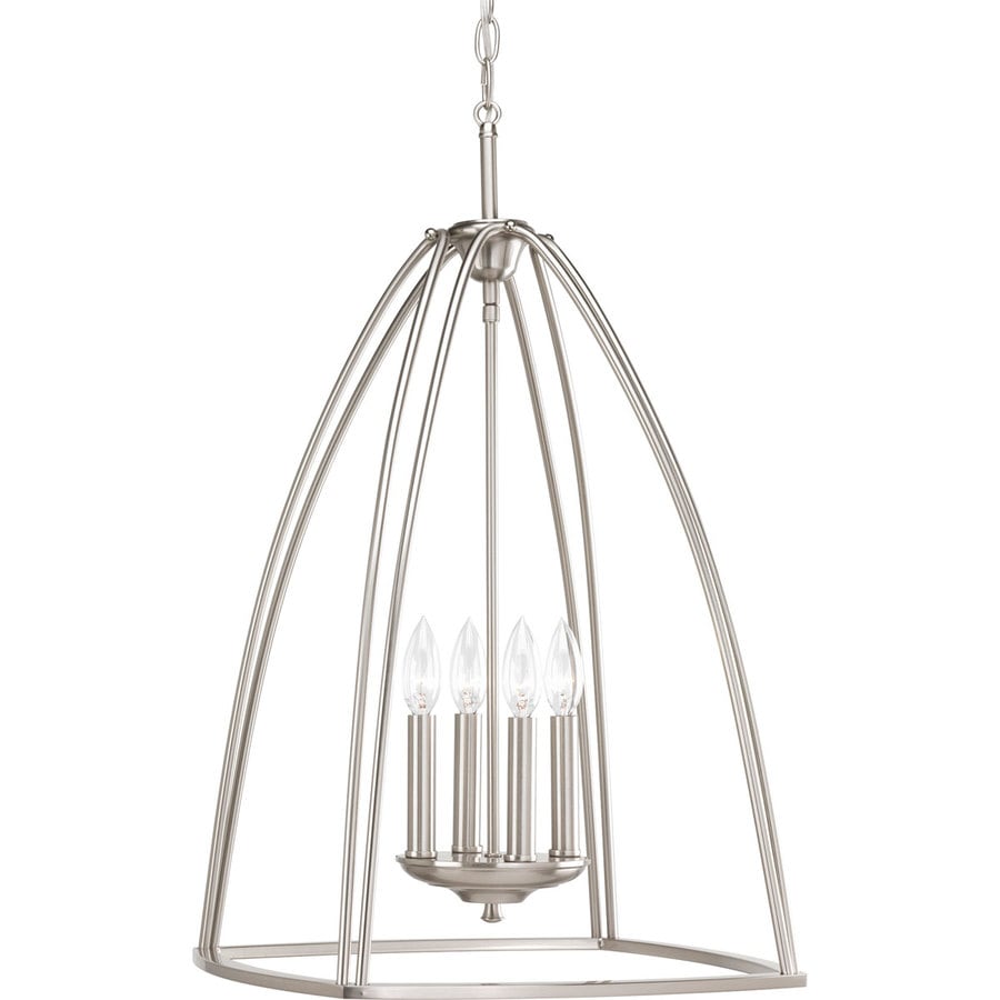 Progress Lighting Tally 4-Light Brushed Nickel Transitional Etched Glass Shaded Chandelier