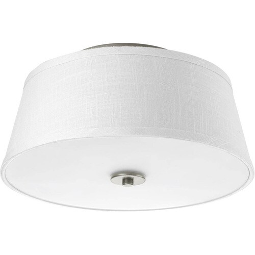 Hampton Bay 5 light Brushed Nickel Chandelier with White Fabric Shades Hampton Bay 5 light Brushed Nickel Chandelier with White Fabric Shades