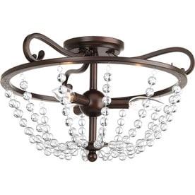 Progress Lighting Bliss 17-in W Antique bronze Clear Glass Semi-Flush Mount Light