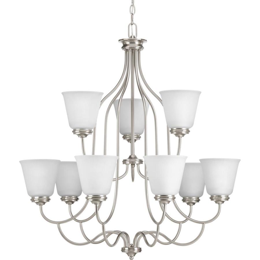 Progress Lighting Mod 28 88 In 5 Light Brushed Nickel Clear Progress Lighting Mod 28 88 In 5 Light Brushed Nickel Clear Glass Globe Chandelier