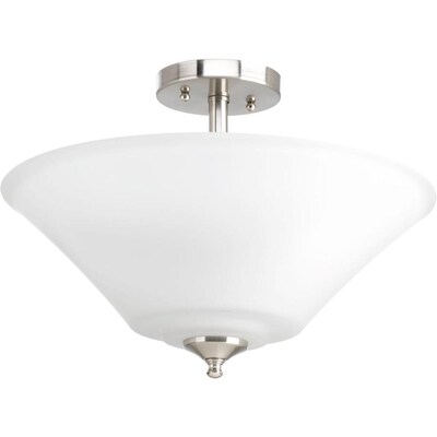 Progress Lighting Joy 16.63-in Brushed Nickel Transitional Incandescent Semi-flush Mount Light Progress Lighting Joy 16.63-in Brushed Nickel Transitional Incandescent Semi-flush Mount Light