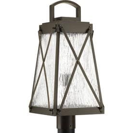 Progress Lighting, Creighton, 1-Light Outdoor Post Lantern, Antique Bronze, Clear Water Glass Shade