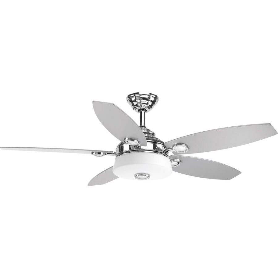 Graceful 54 In Polished Chrome Led Indoor Ceiling Fan With Light Kit And Remote 5 Blade