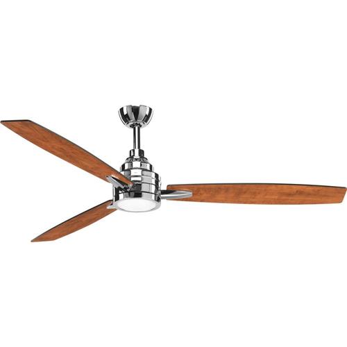 Gaze 60 In Polished Chrome Led Indoor Ceiling Fan With Light Kit And Remote 3 Blade