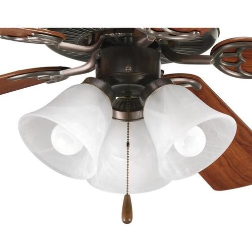 Progress Lighting Fan Light Kit 3 Light Antique Bronze Led Ceiling Fan Light Kit With Alabaster Shade At Lowes Com