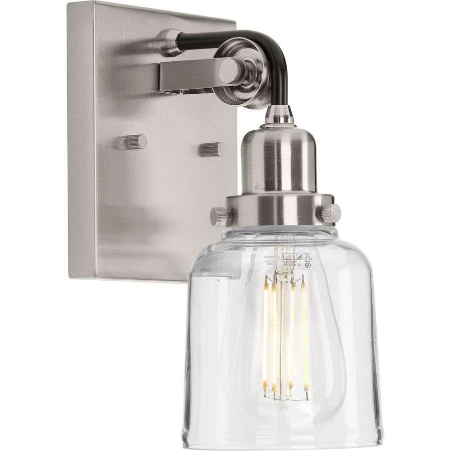 Progress Lighting Rushton 1-Light Nickel Farmhouse Vanity Light at ...