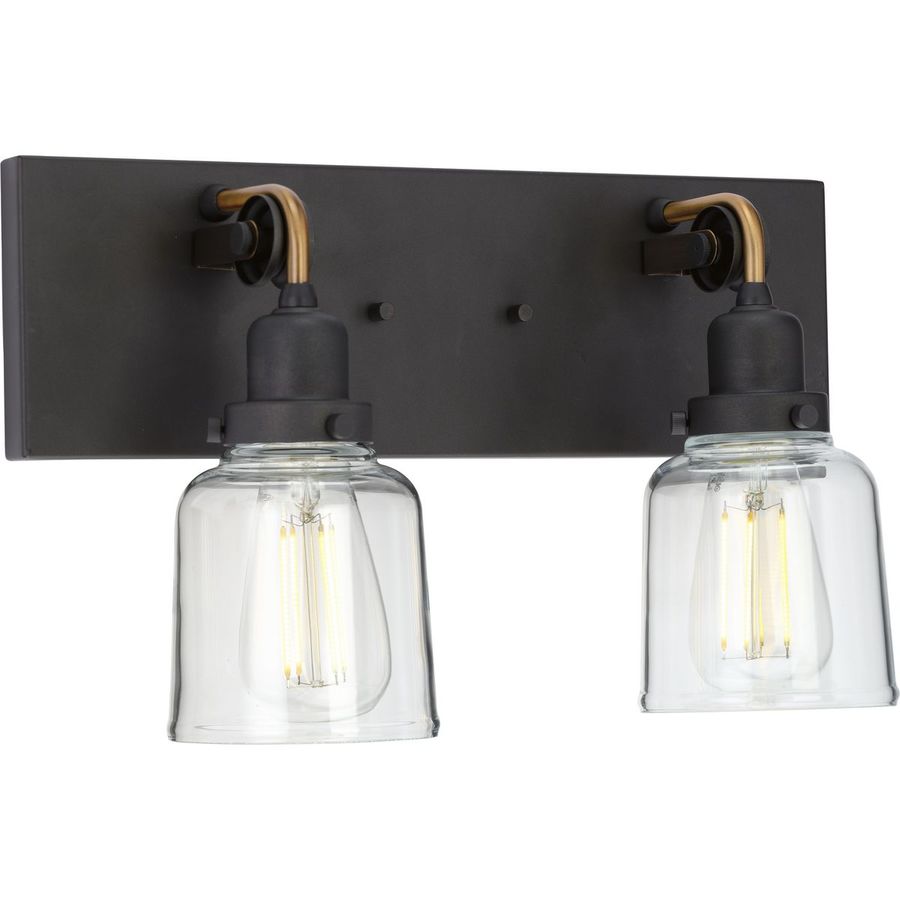 Progress Lighting Rushton 2-Light Black Farmhouse Vanity Light in the ...