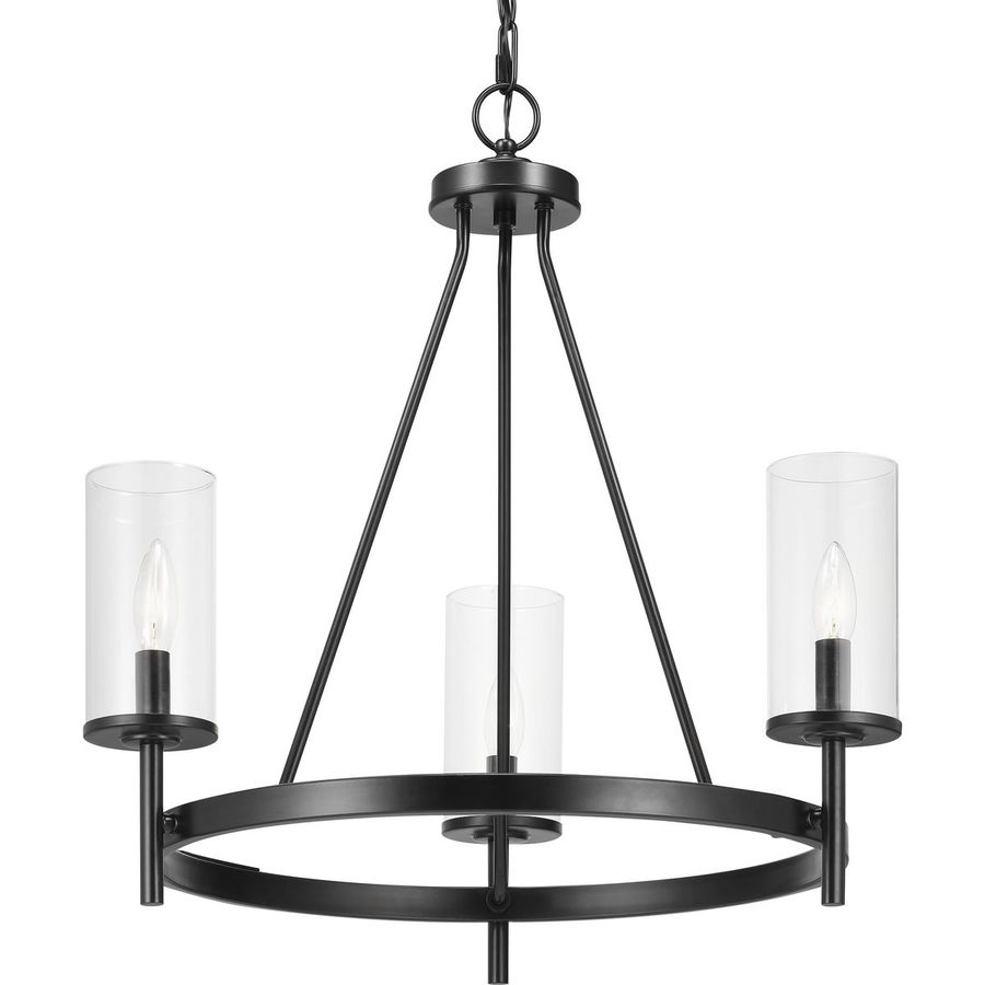 Progress Lighting Strahan 3-Light Black Transitional Chandelier
