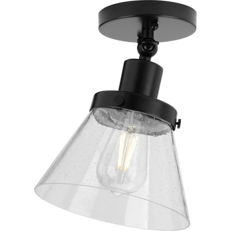 Progress Lighting Hinton Collection 1-Light Seeded Glass Matte Black ...