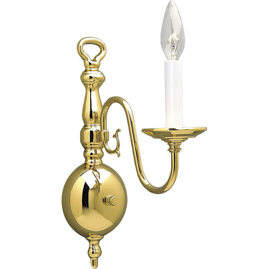 Progress Lighting Americana 4.5in W 1Light Polished Brass Candle Wall