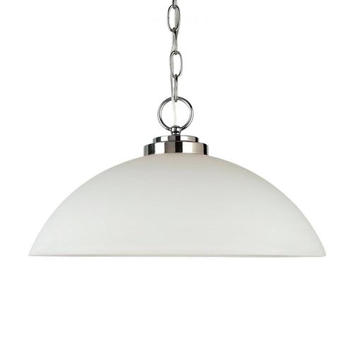 Sea Gull Lighting Oslo Chrome Modern/Contemporary Etched Glass Dome Pendant Light in the Pendant