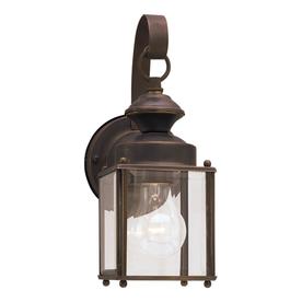 Sea Gull Lighting 8456 Flat Glass & Brass Lantern 1 Light Outdoor Lantern Wall S