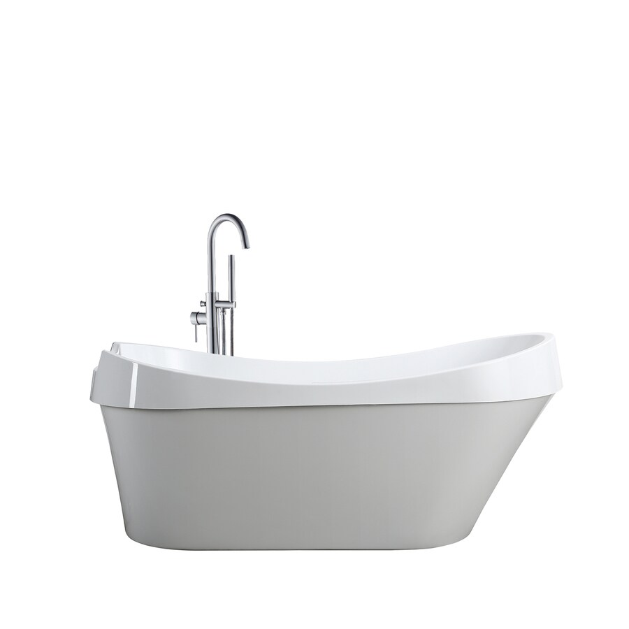 68.9in White High Gloss Finish Acrylic Oval Reversible Drain