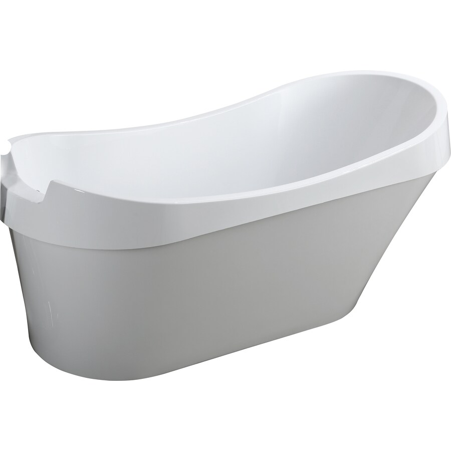 68.9in White High Gloss Acrylic Oval Reversible Drain Freestanding